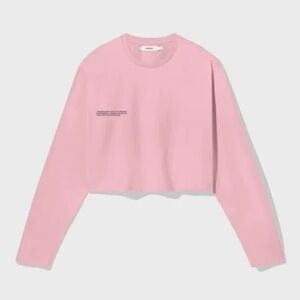 New Pangaia Organic Cotton Crop Tee Long Sleeve T-shirt in Pink ‘Sakura’, size S